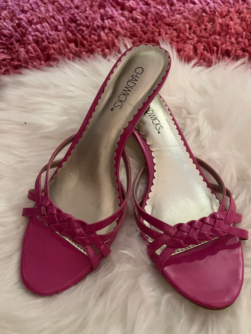 Chadwicks Hot Pink Braided Strap Slip-On Sandals- (never worn)